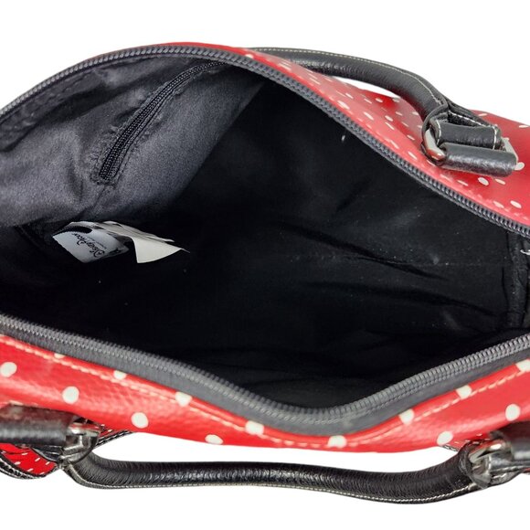 Disney Parks Minnie Mouse Red Polka Dot Handbag With Black Handles - Picture 7 of 9